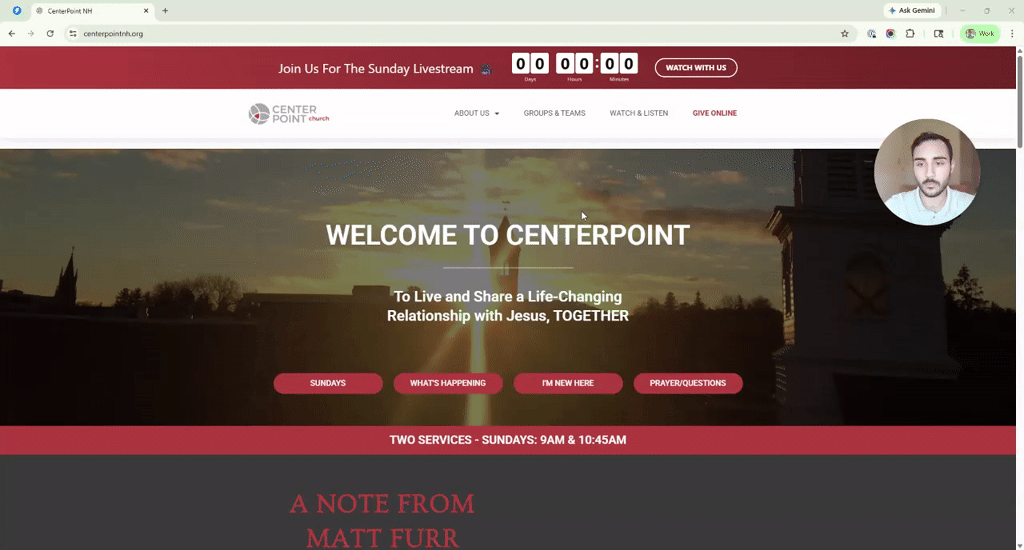 Homepage screenshot · Center Point Church