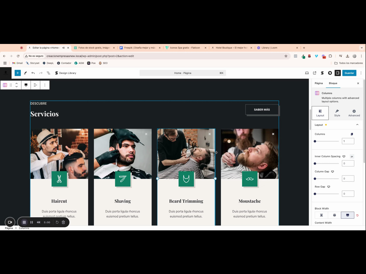 Personalizar iconos y servicios en la Home de WordPress