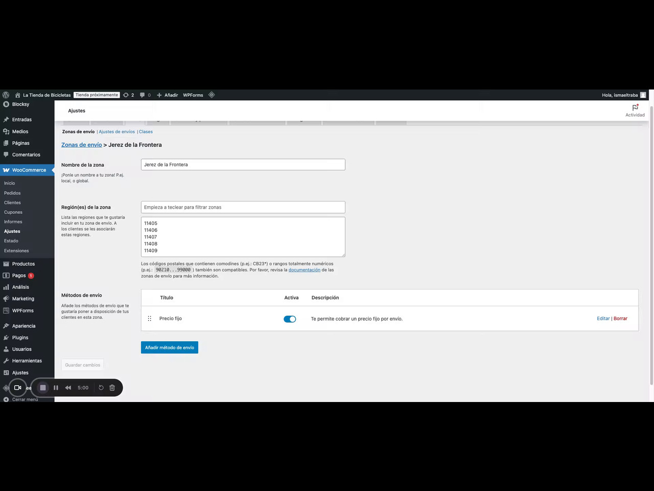 Clases de envío por peso de producto en WooCommerce