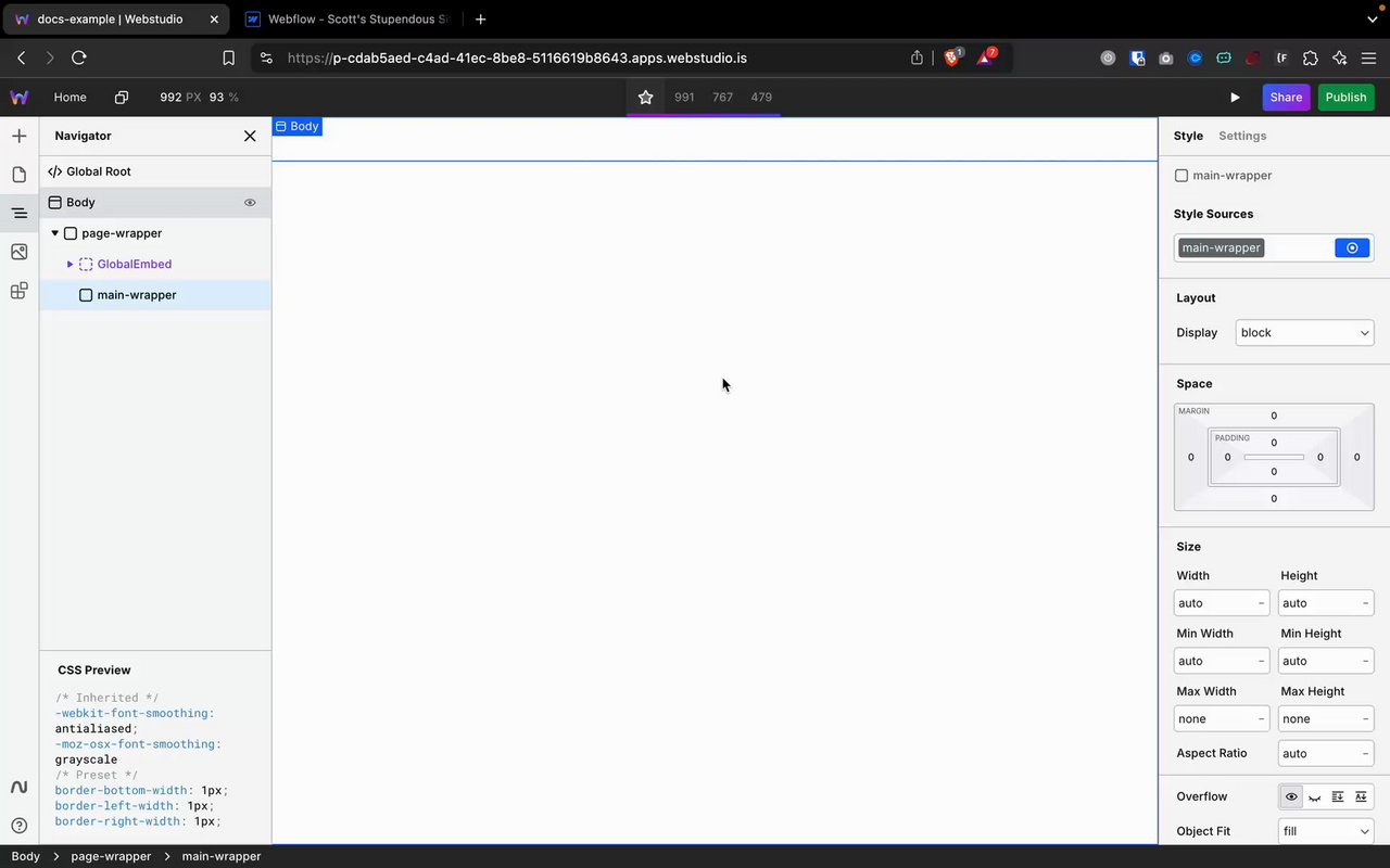 Preview of Brave Browser - docs-example | Webstudio - 16 October 2024