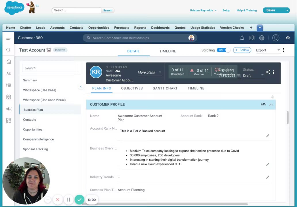 Preview of Completing the Account Snapshot in Gainsight 