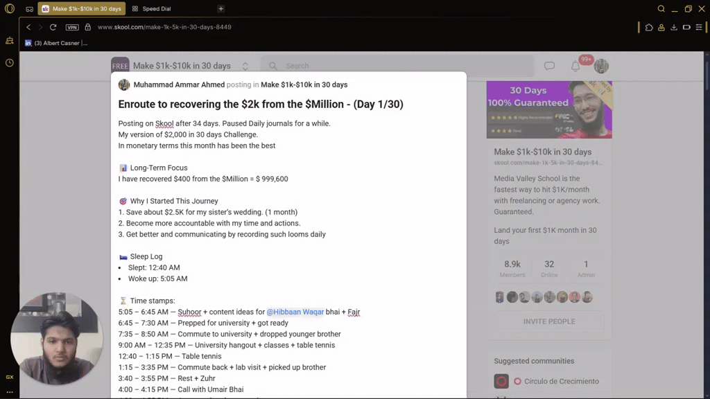 Enroute to recovering the $2k from the $Million - (Day 1/30)