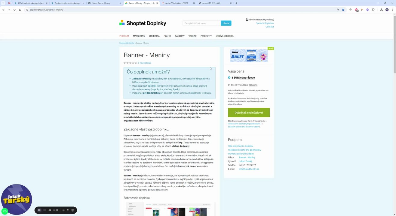Preview of Možnosti a nastavenie doplnku Banner - Meniny