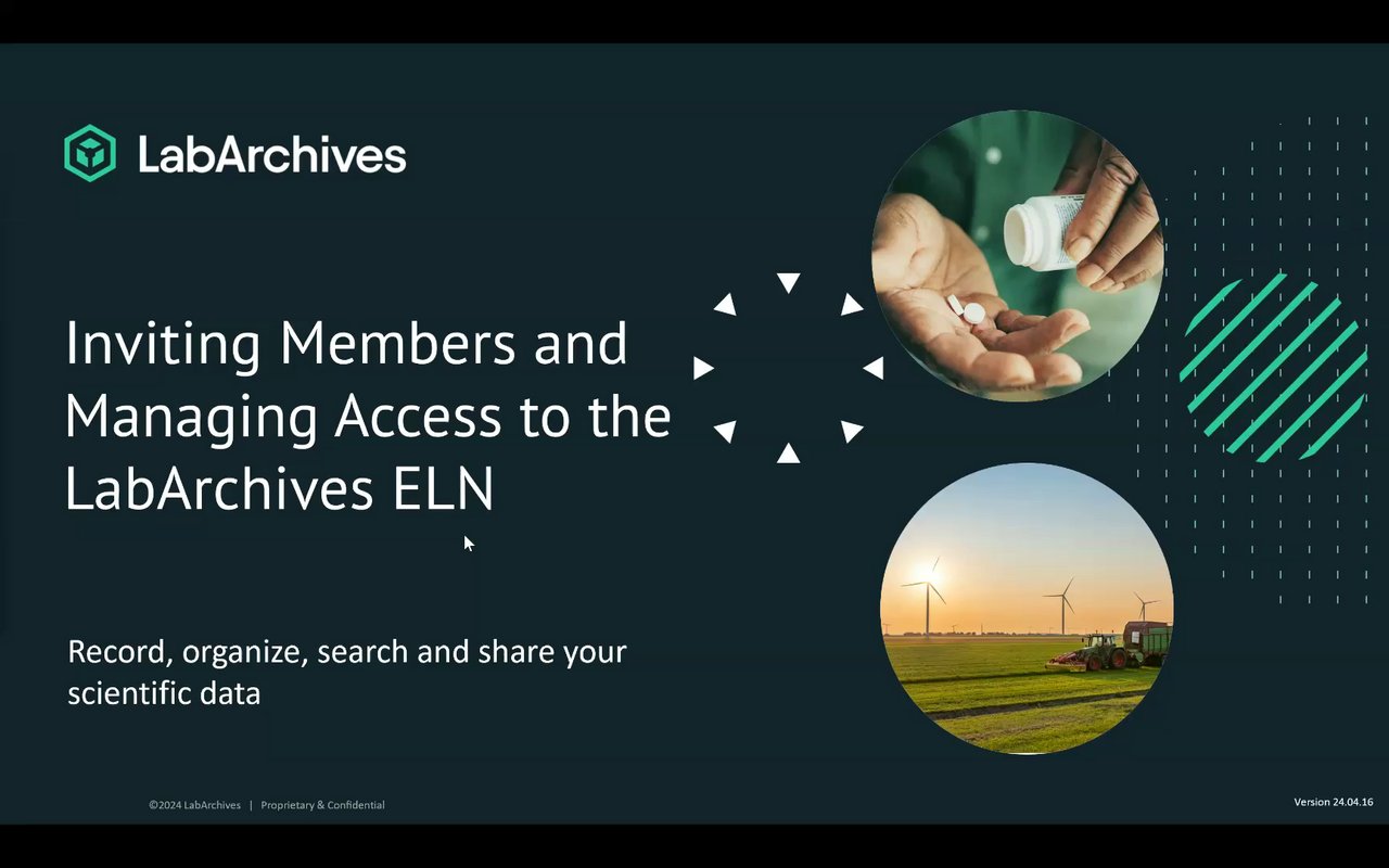 Preview of Inviting Members and Managing Access to the LabArchives ELN