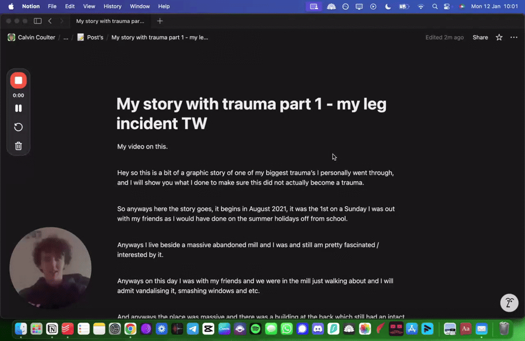 My story with trauma part 1 - my leg incident TW