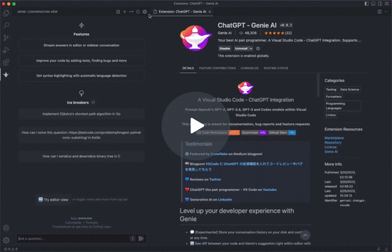 ChatGPT Genie AI Visual Studio Marketplace