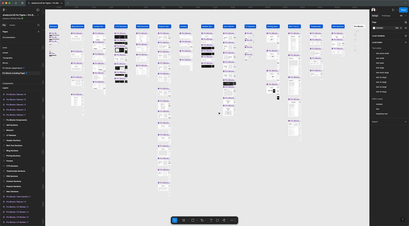 Preview of shadcn/ui kit for Figma - December 2024 Update