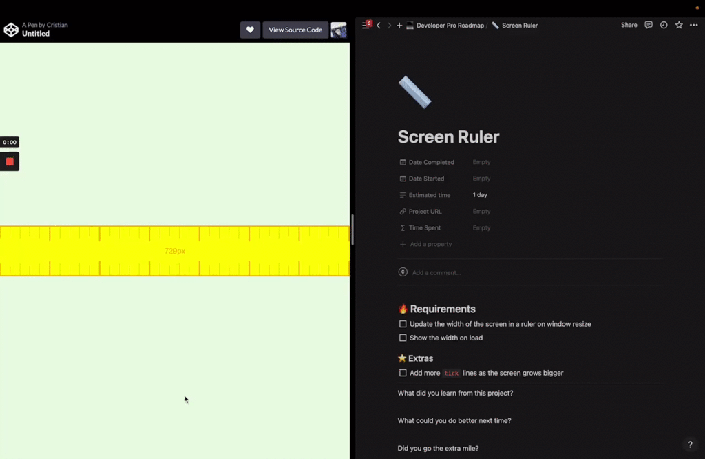 Screen Ruler Intermediate Javascript II (DOM Apps) · Developer Pro