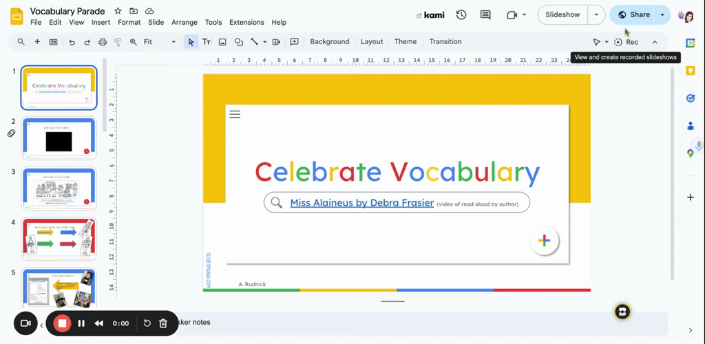Vocabulary Parade - Google Slides - 26 January 2025