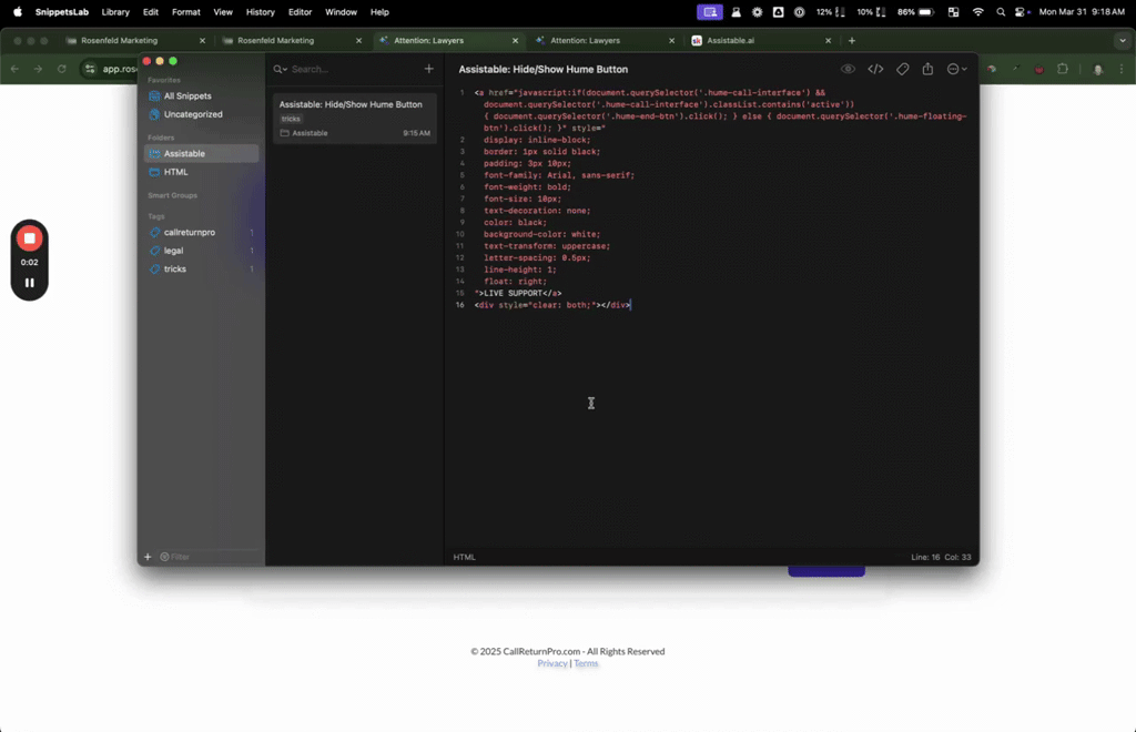 Here is code to open/close the Hume-style widget!