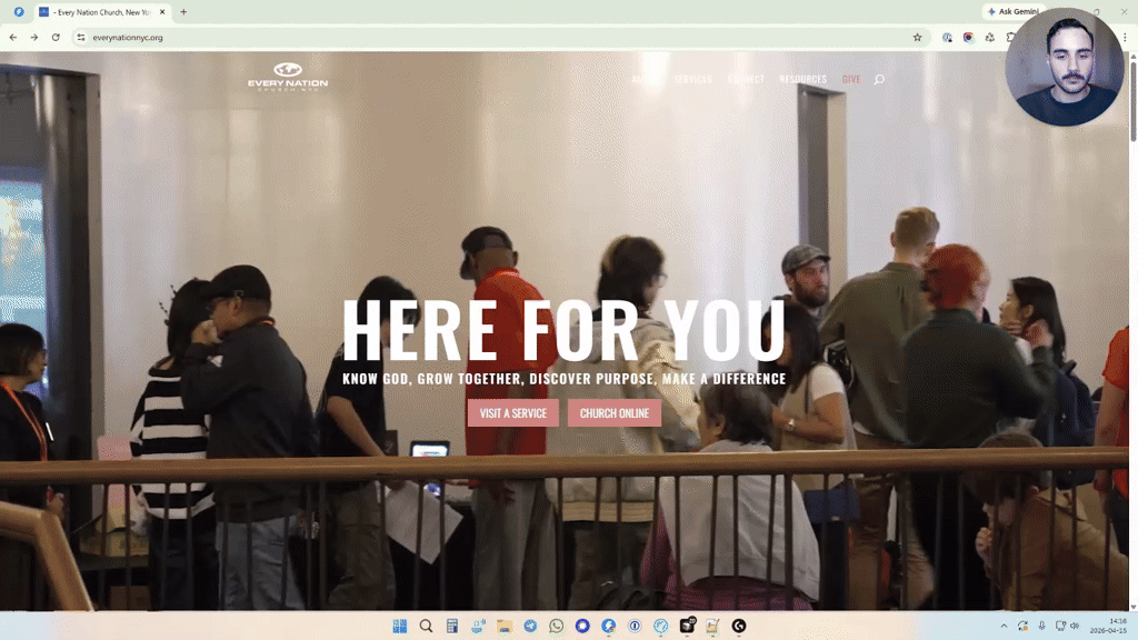 Homepage screenshot · Every Nation Church NYC
