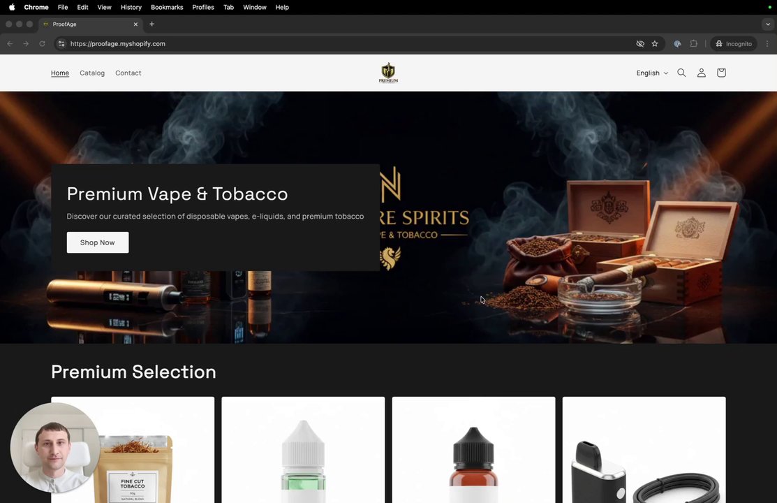 ProofAge Shopify customer flow demo
