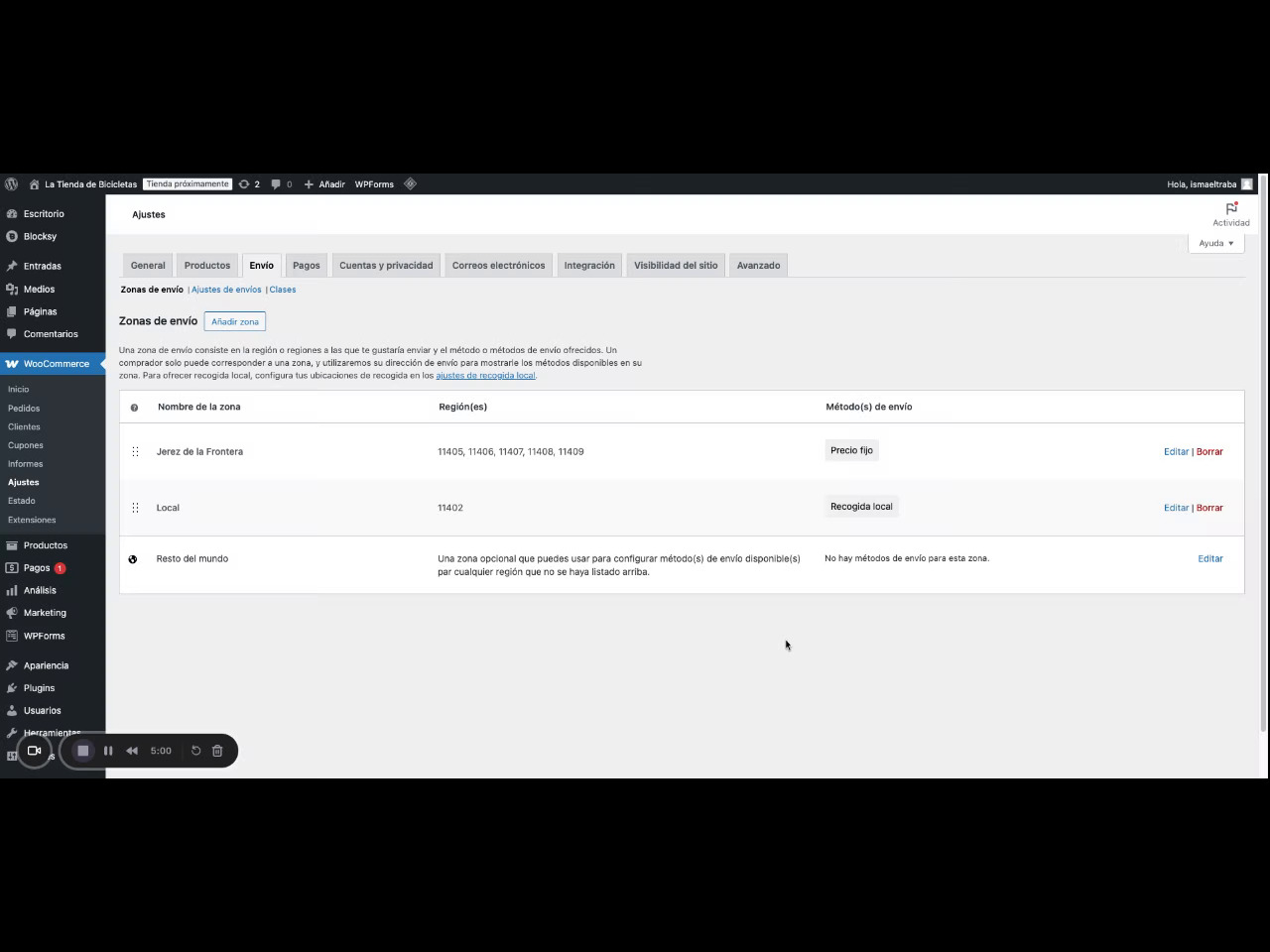 Ajustes de envío y clases de envío en WooCommerce