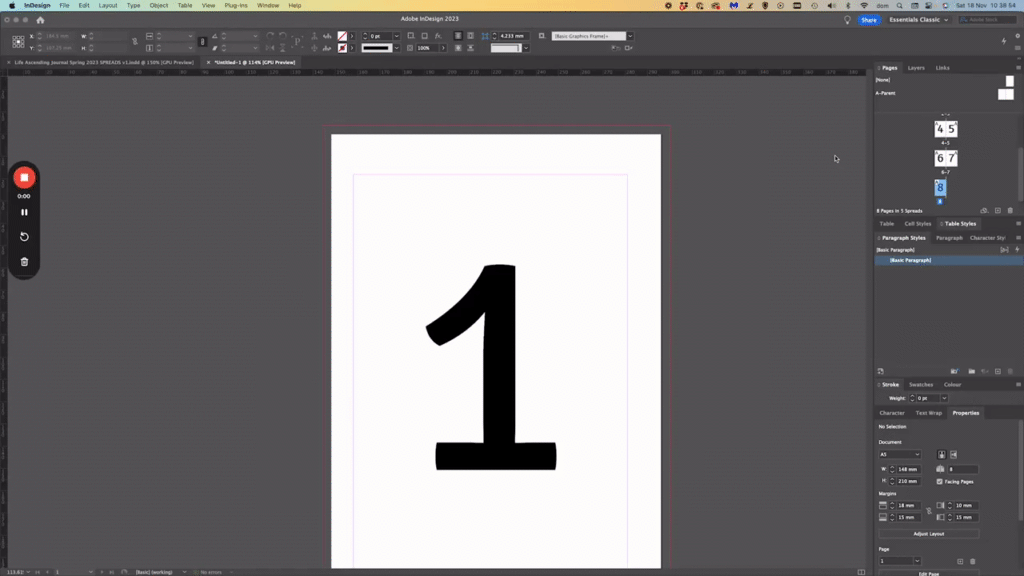 InDesign - Print A5 pages to A4 Landscape Booklet - 18 November 2023