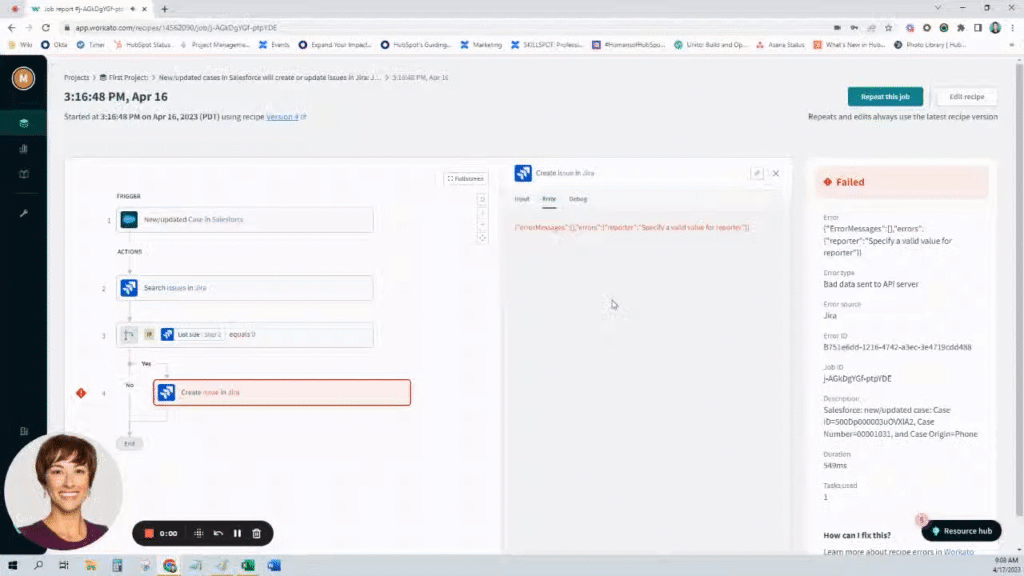 Pro II - Conditional Actions Recipe Setup Error: Reporter field