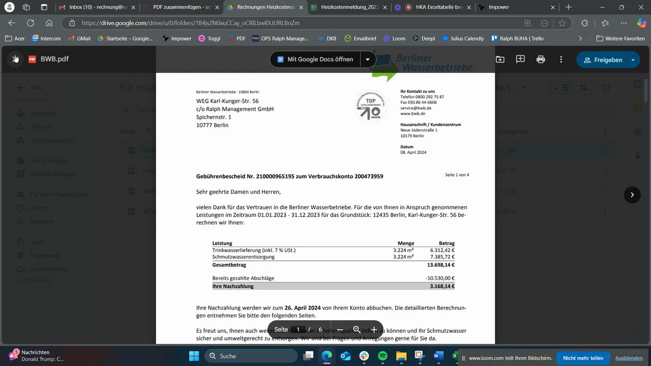 Preview of Rechnungen für HKA suchen