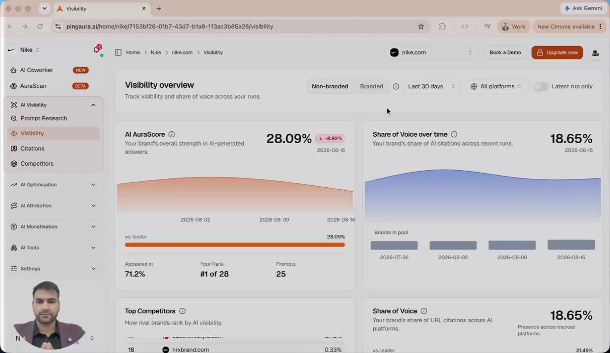 Visibility scores in AI Visibility