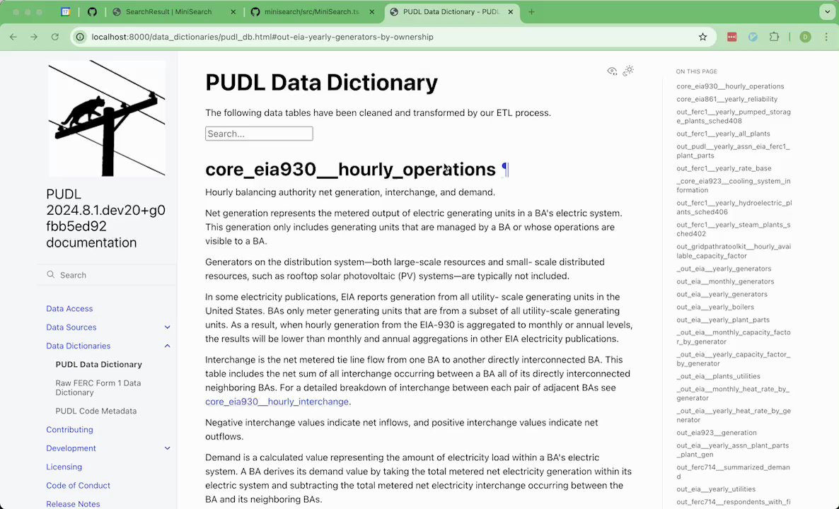 Preview of data dictionary search prototype