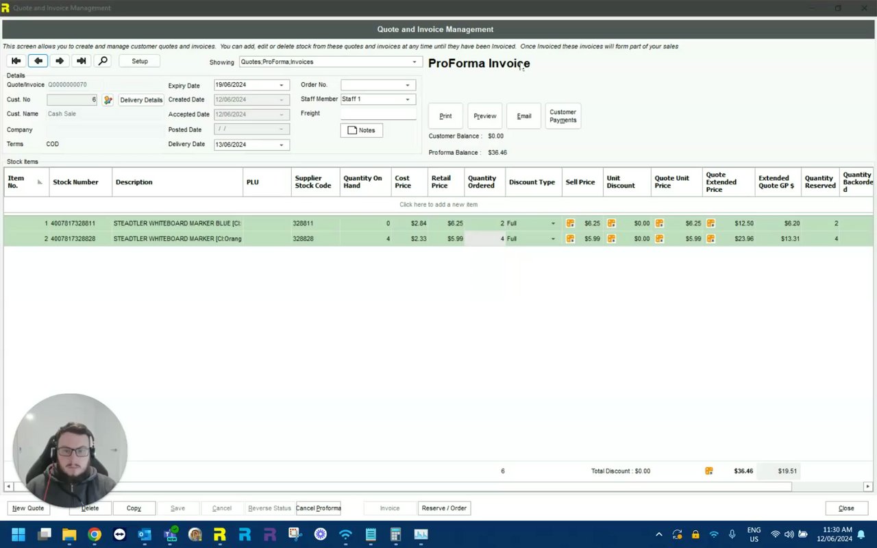 Preview of Quote and Invoice Management - Payments with Account and Non Account Customer Proformas