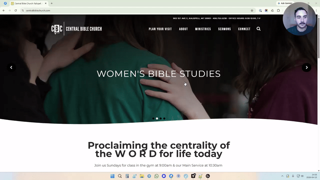 Homepage screenshot · Central Bible Church