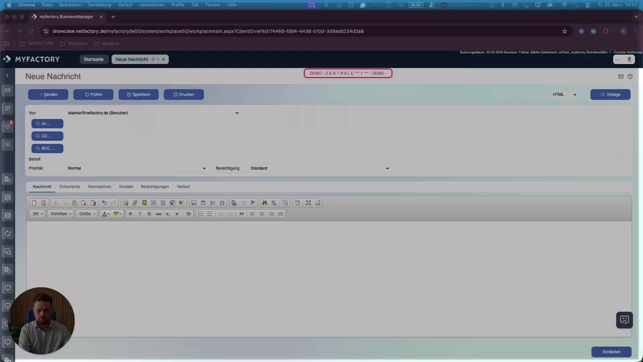 Demo: E-Mail per Sprachsteuerung erstellen in Myfactory ERP mit ConnectAI