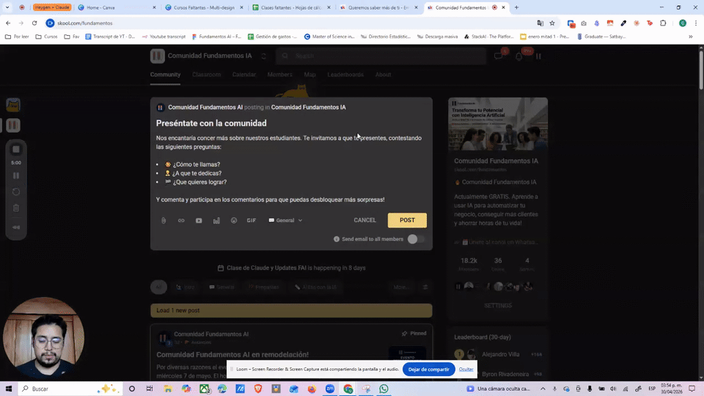 Preséntate con la comunidad