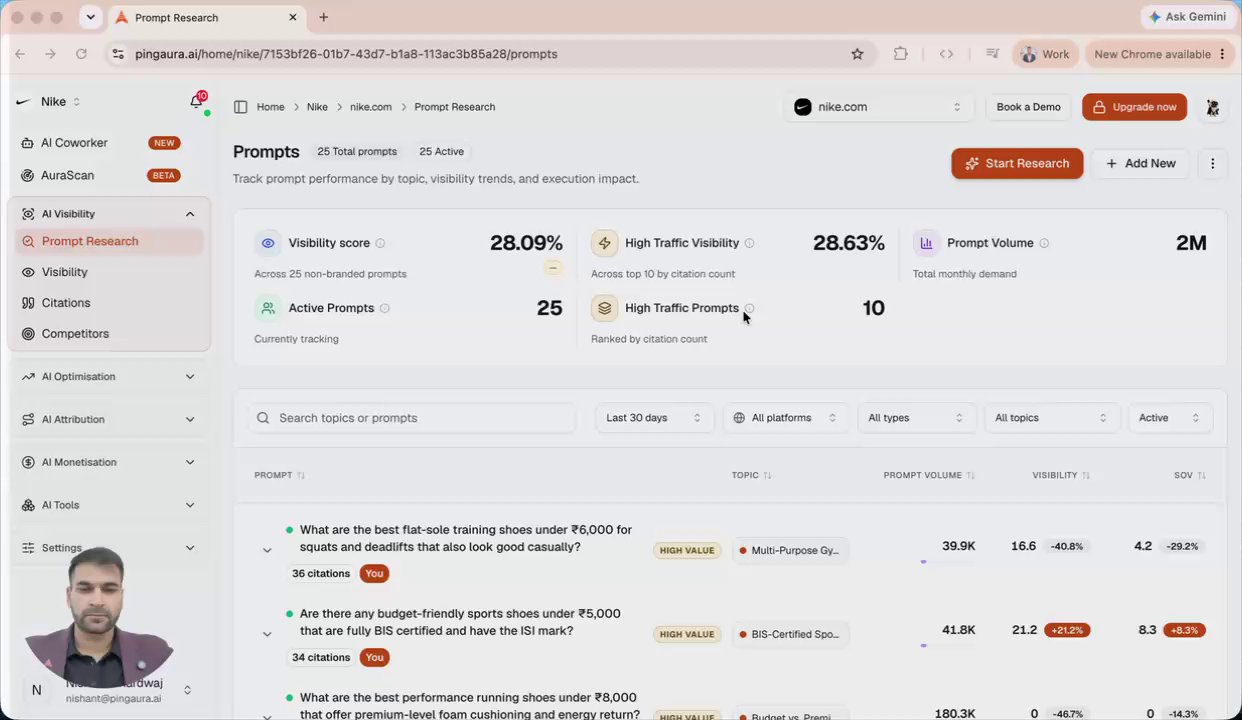 Prompt research in AI Visibility