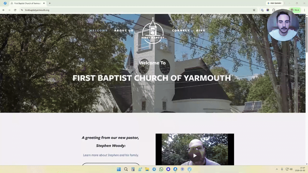 Homepage screenshot · First Baptist Church of Yarmouth