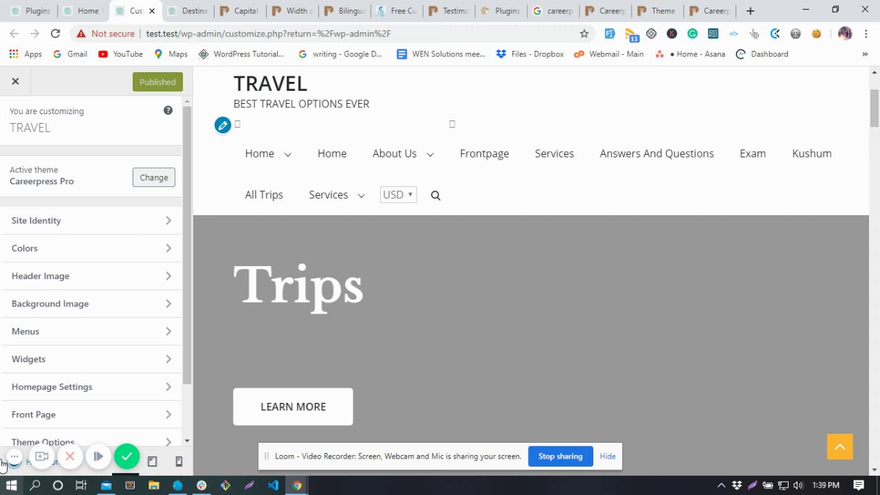 Preview of Customize: Home > TRAVEL