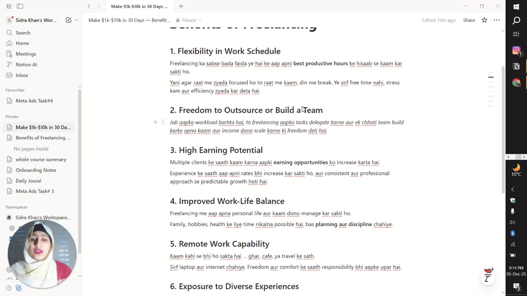✨Notes of Benefits of Freelancing