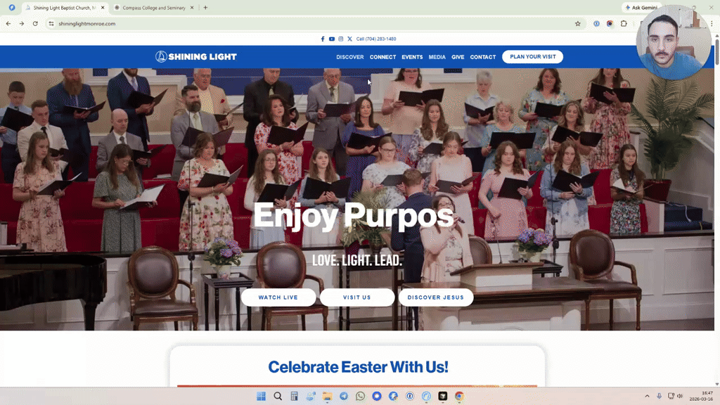 Homepage screenshot · Shining Light Baptist Church