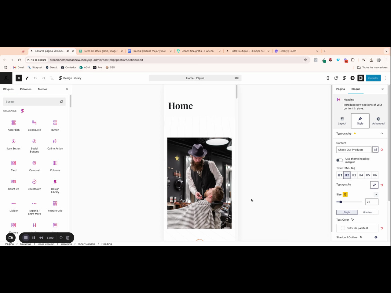 Cómo editar la sección de Servicios en la Home