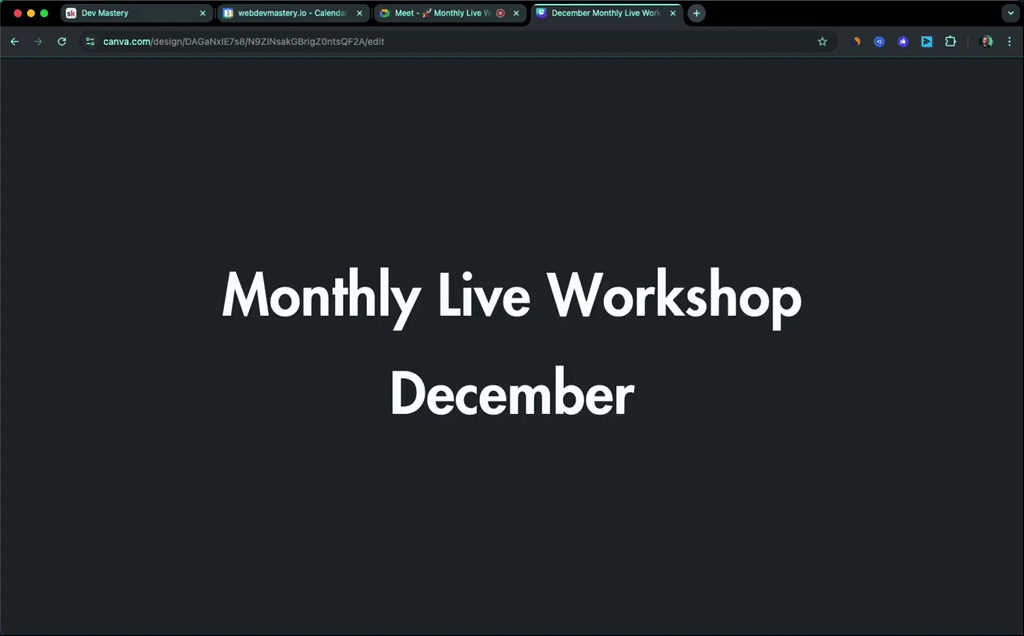 December Monthly Live Workshop