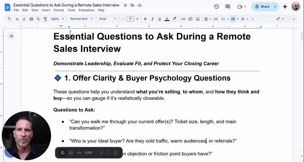 Intro Video: Essential Questions for Remote Sales Interviews