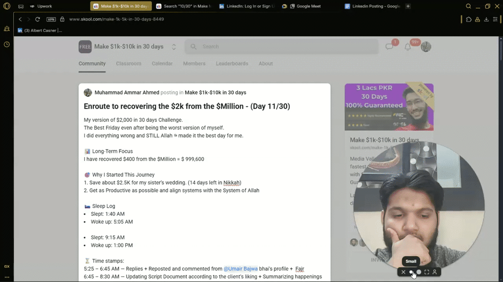 Enroute to recovering the $2k from the $Million - (Day 11/30)