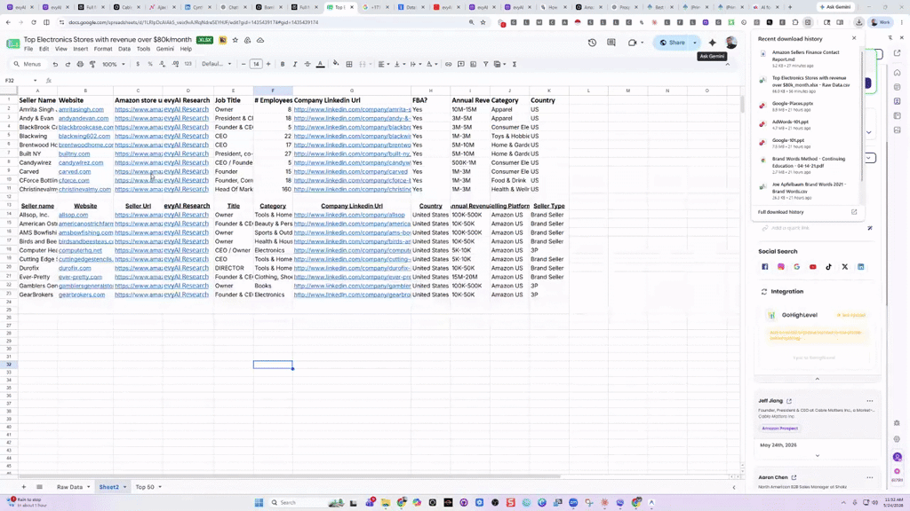 evyAI Does Domain Research on Spreadsheets