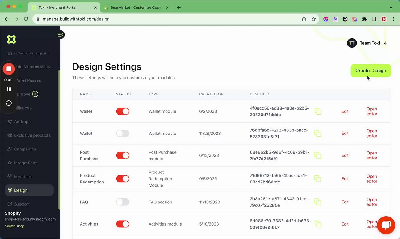 Preview of Toki - Merchant Portal - 12 December 2023