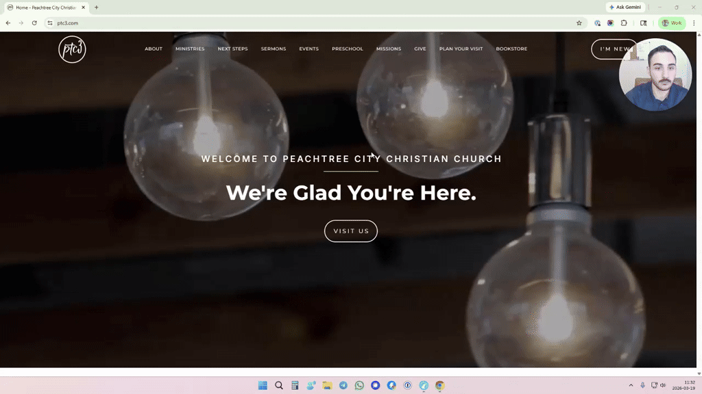 Homepage screenshot · Peachtree City Christian Church