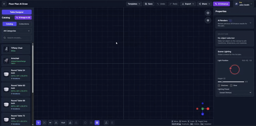 Event Design App - AI floor plan to 3D venue generation