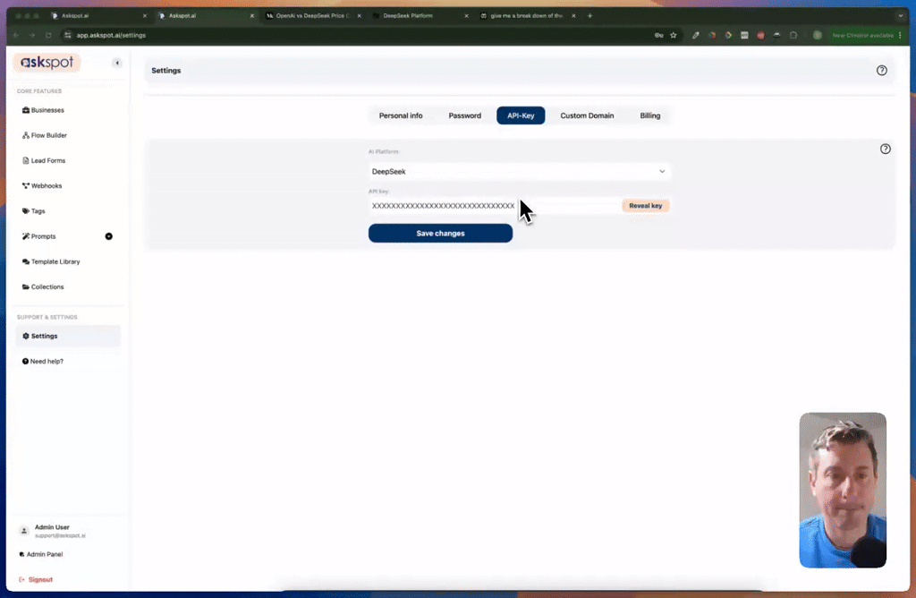 [UPDATES] New Deepseek option for Ai Model + ... · AskSpot.ai User ...