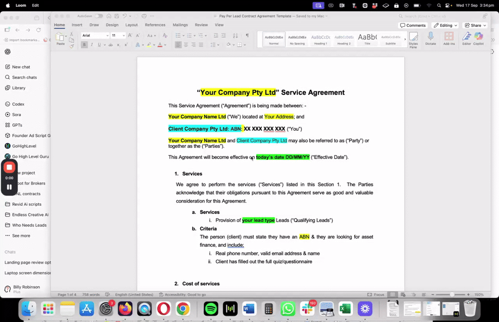 Free Contract to use for Pay Per Lead