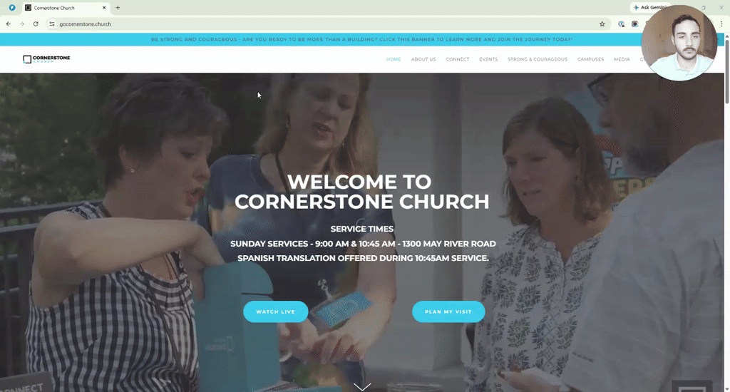 Homepage screenshot · Cornerstone Church