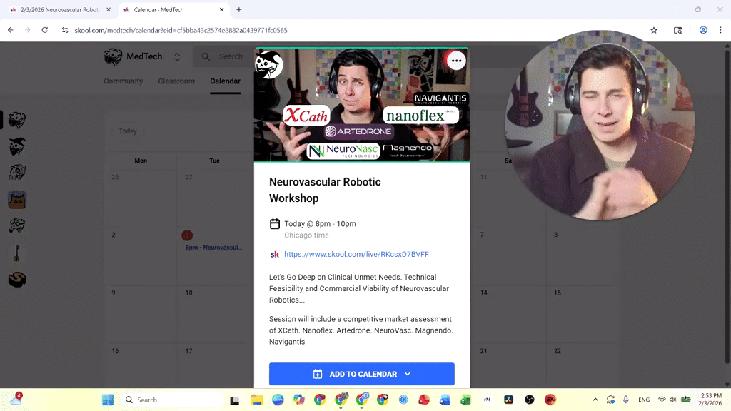Neurovascular Robotics Session Tonight at 8pm