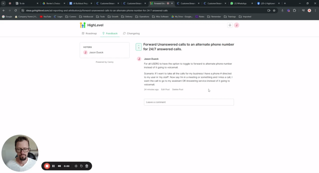 GHL says not possible to have unanswered call answered by AI - solved