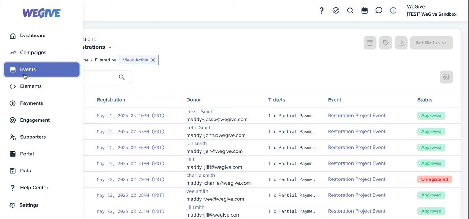 Preview of Event Registration Status Table Video