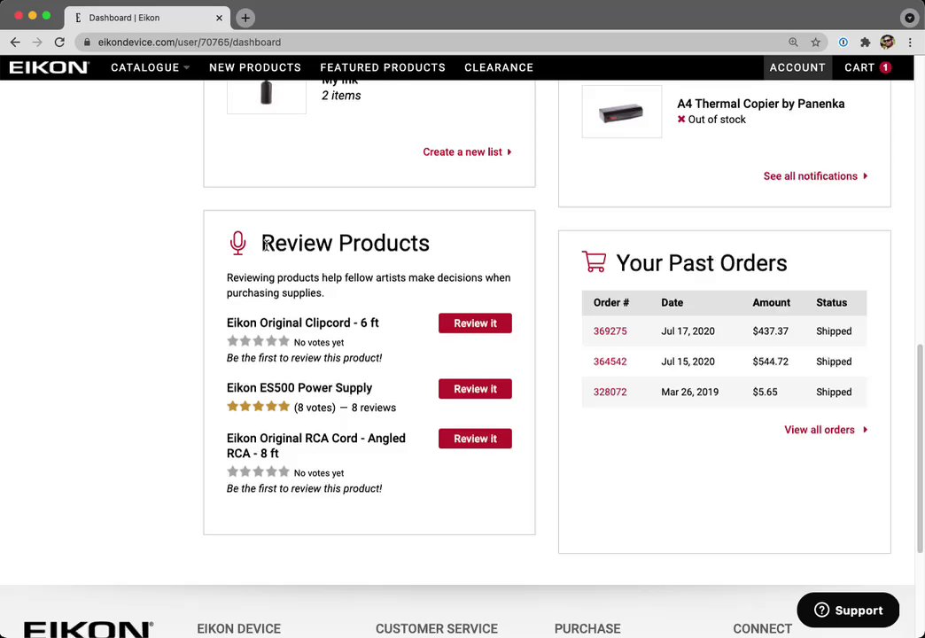 Preview of Dashboard | Review Products