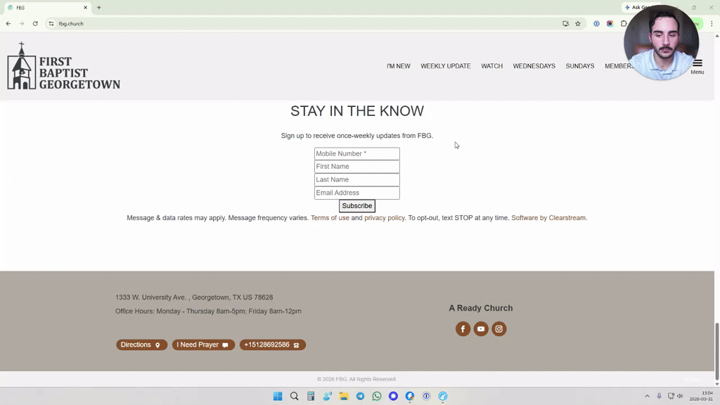 Homepage screenshot · First Baptist Church Georgetown