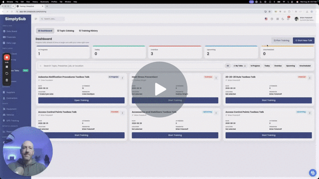 SimplySub toolbox talks and credential management product tour preview