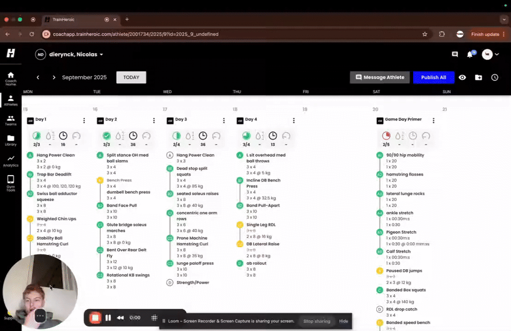 How does a professional athlete lift in season