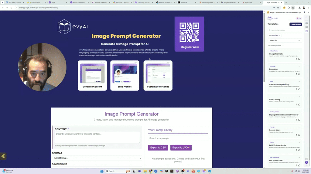 evyAI Image Prompt Generator! With Library!!! Enjoy.
